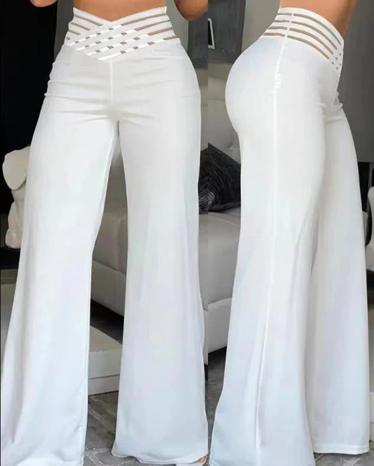 "Introducing our Solid High Waist Flared Pants"