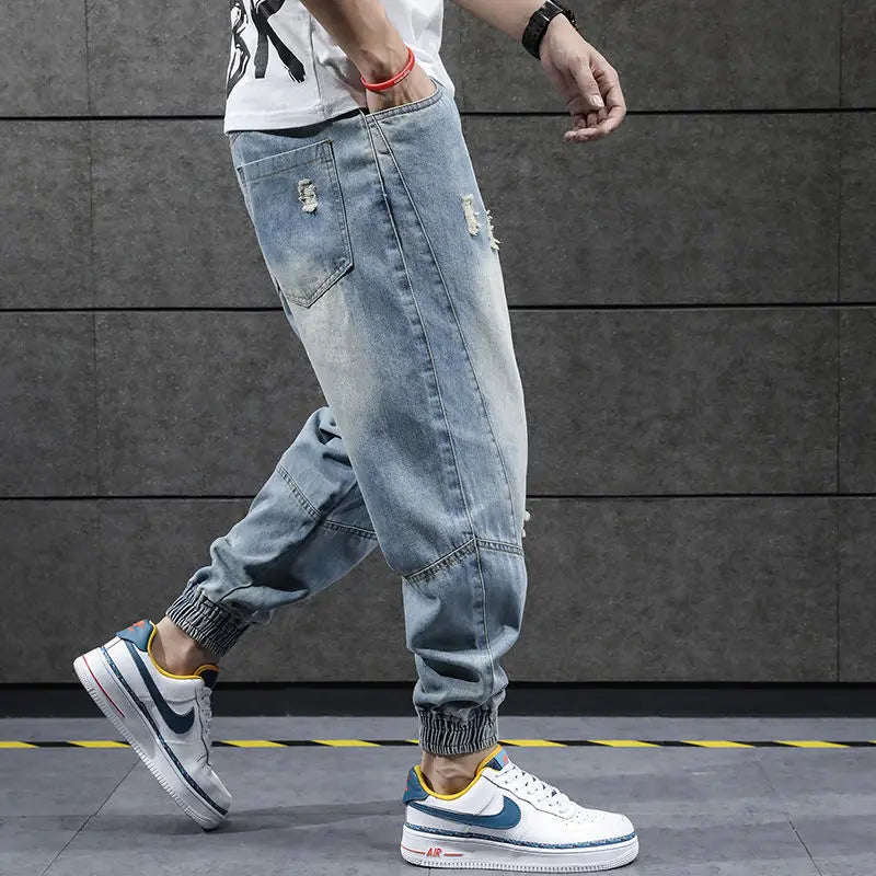 "Elevate your street wear game with our New Hip Hop Harem Jeans"