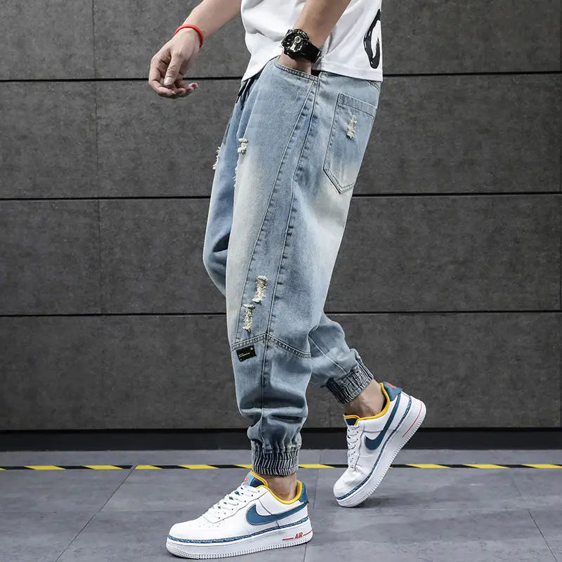 "Elevate your street wear game with our New Hip Hop Harem Jeans"