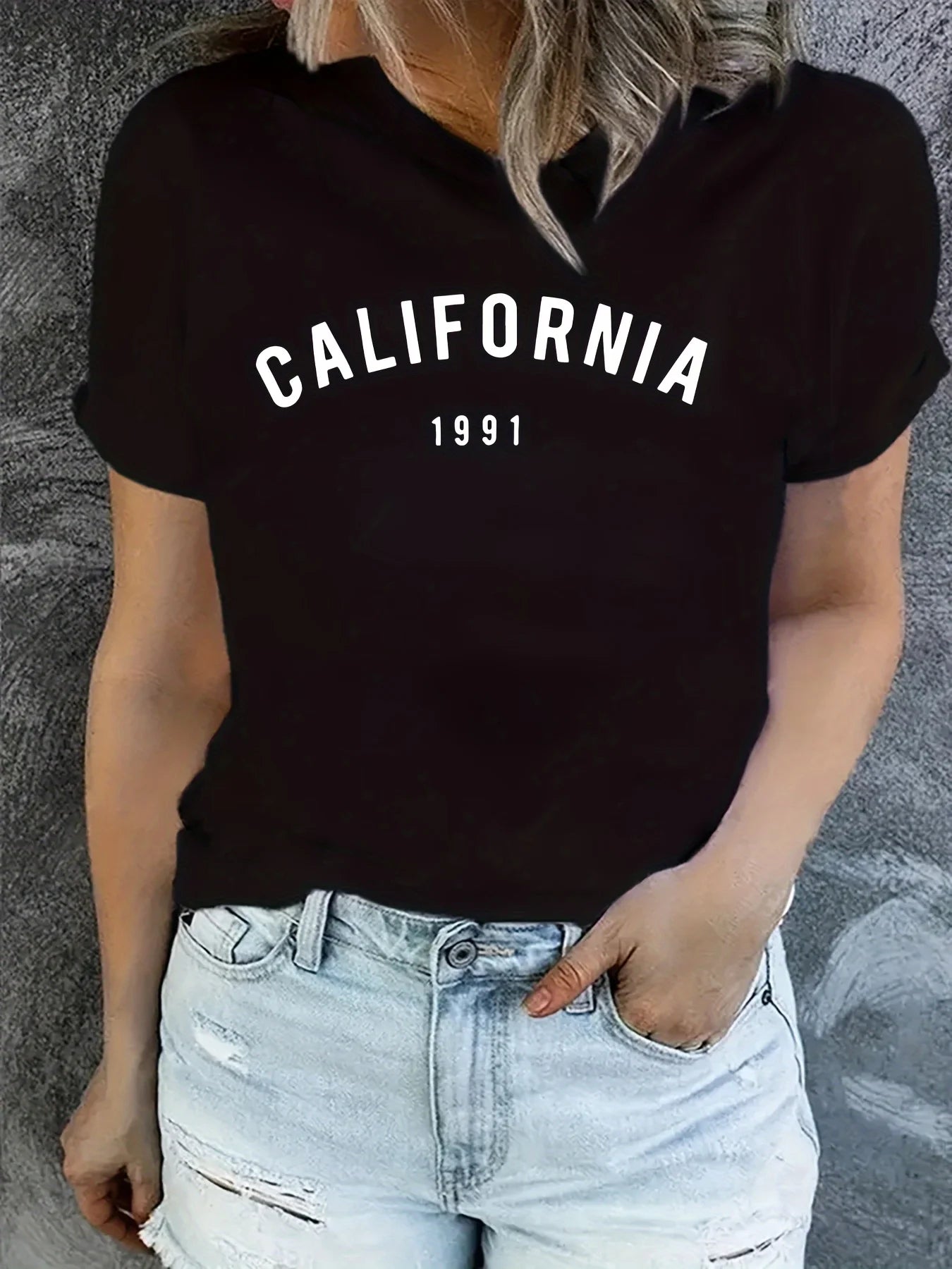 "Step up your active wear game with our Women's California Letter Printed Casual Round Neck T-Shirt"