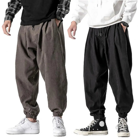 Men's Solid Color Harem Pants: Elastic Waist Joggers