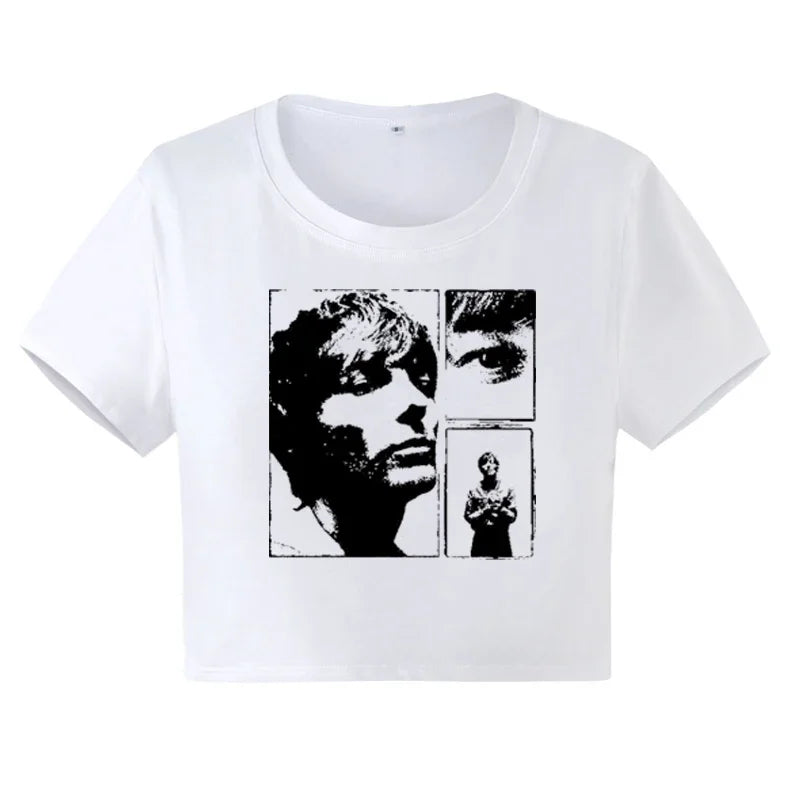 "Embrace the retro vibes with our Harry Louis Art Printed Cropped Tops"