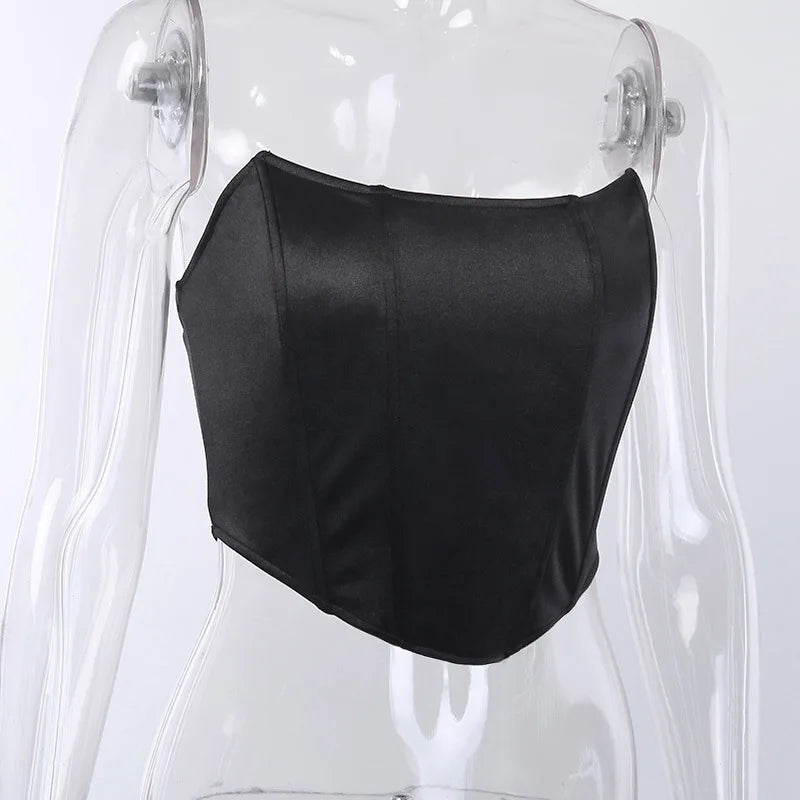 "Turn heads with our Sleeveless Off-Shoulder Velvet Corset Crop Top"