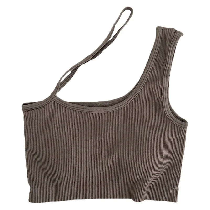 "Enhance your wardrobe with our Women's Sexy Oblique Shoulder Crop Top"