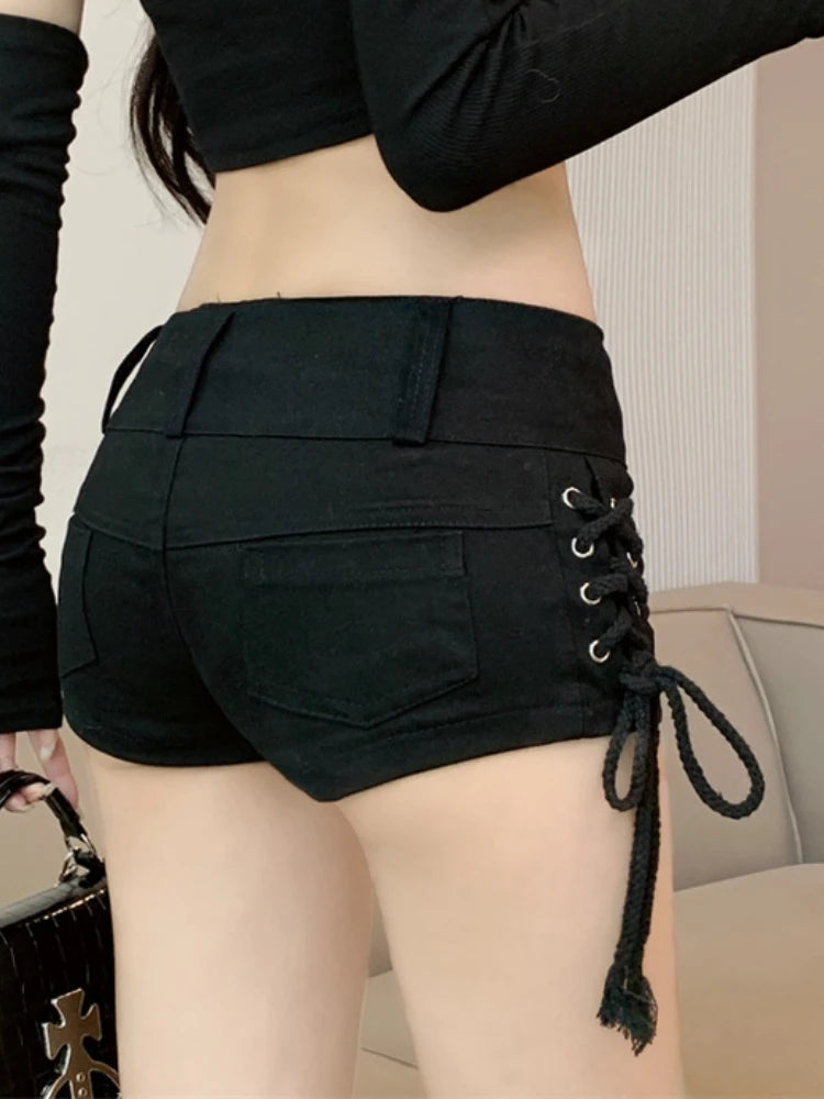 "Introducing our Women's Skinny Lace-Up Shorts"