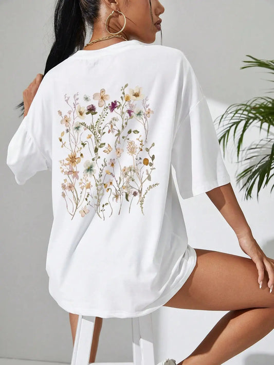 "Introducing our Beautiful Flower Clusters Print Cotton T-Shirts for Women"