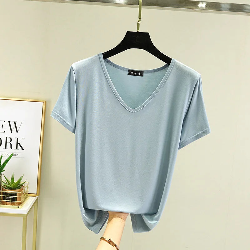 "Introducing our Summer Women's Modal V-Neck T-Shirt"