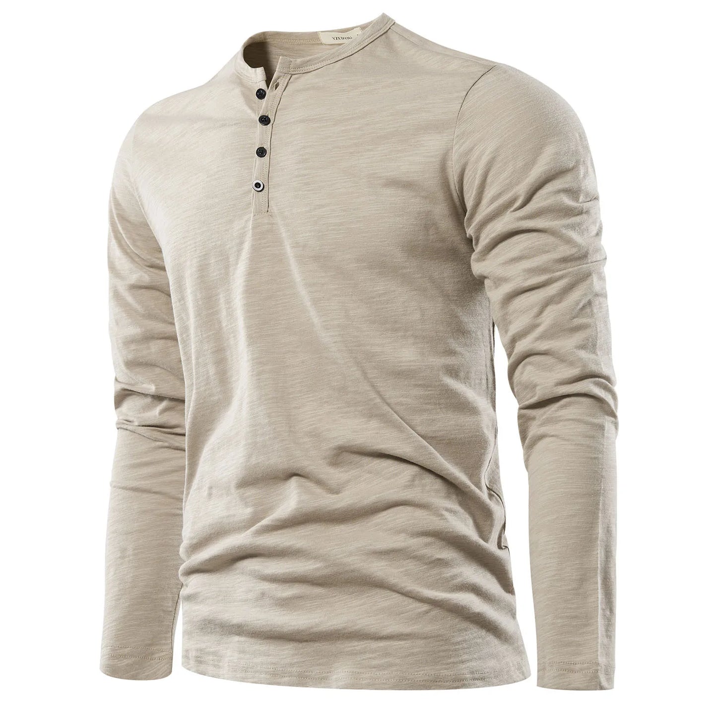 Classic Men's Henley Neck Long Sleeve T-Shirt - High Quality & Spring Casual