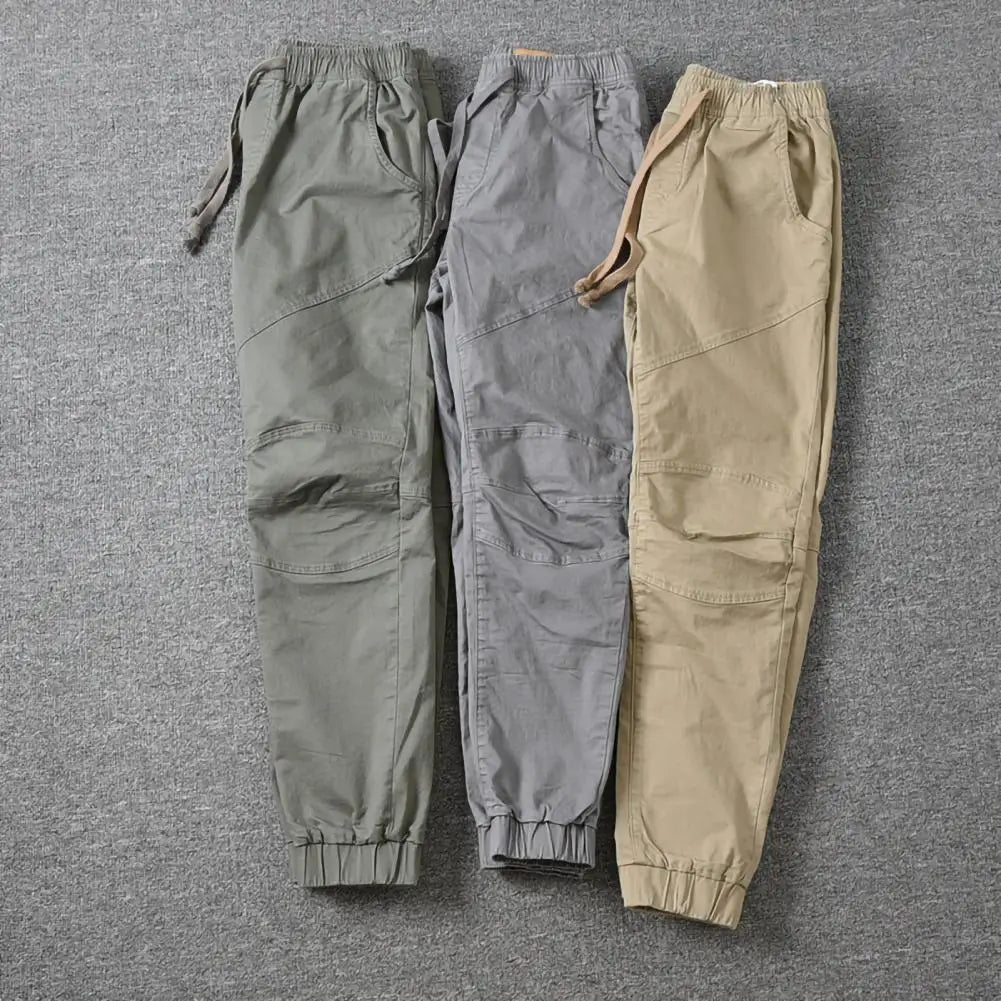 "Sporty Slim Fit Cargo Joggers: Stylish Men's Pure Color Pants"