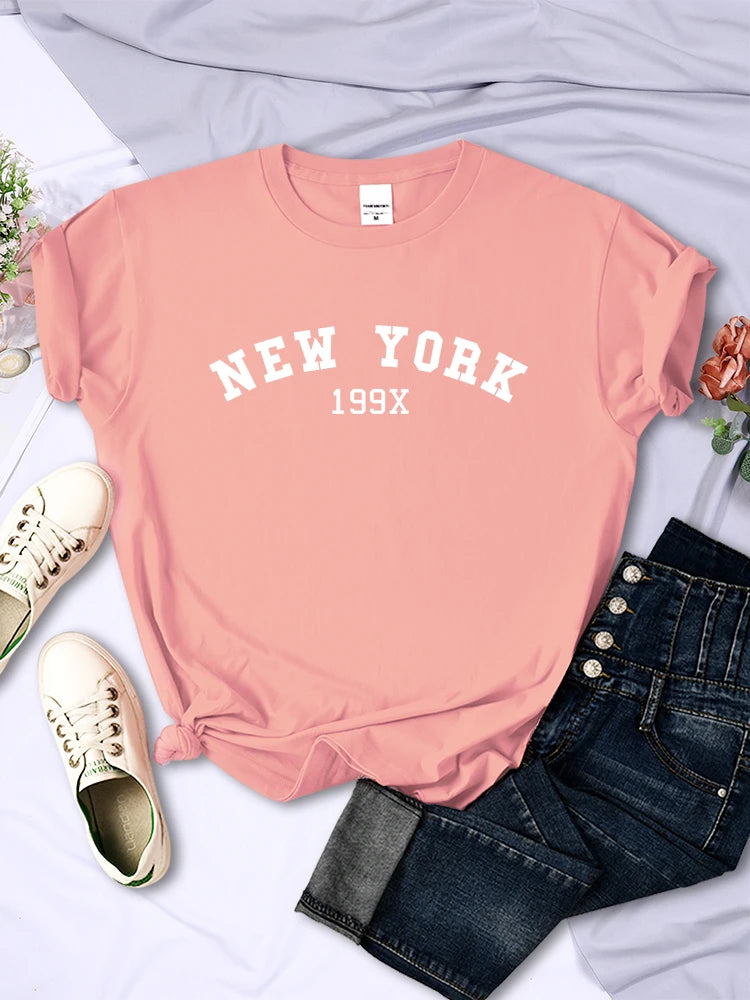 "Introducing our New York 199X Personality Letter T-Shirt for Women"