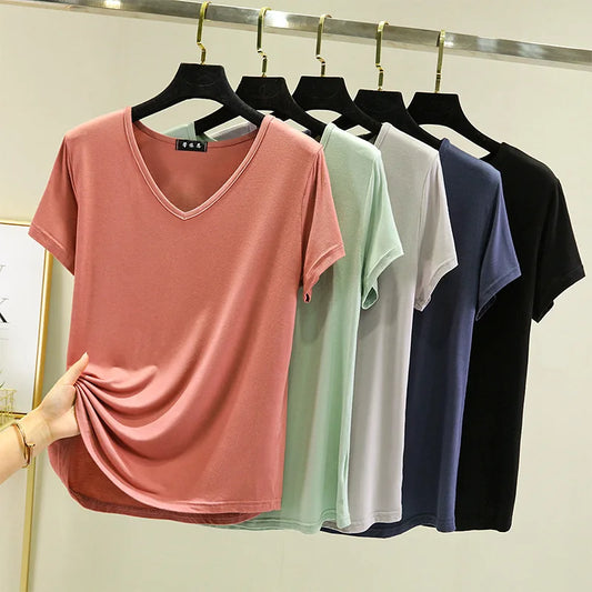 "Introducing our Summer Women's Modal V-Neck T-Shirt"