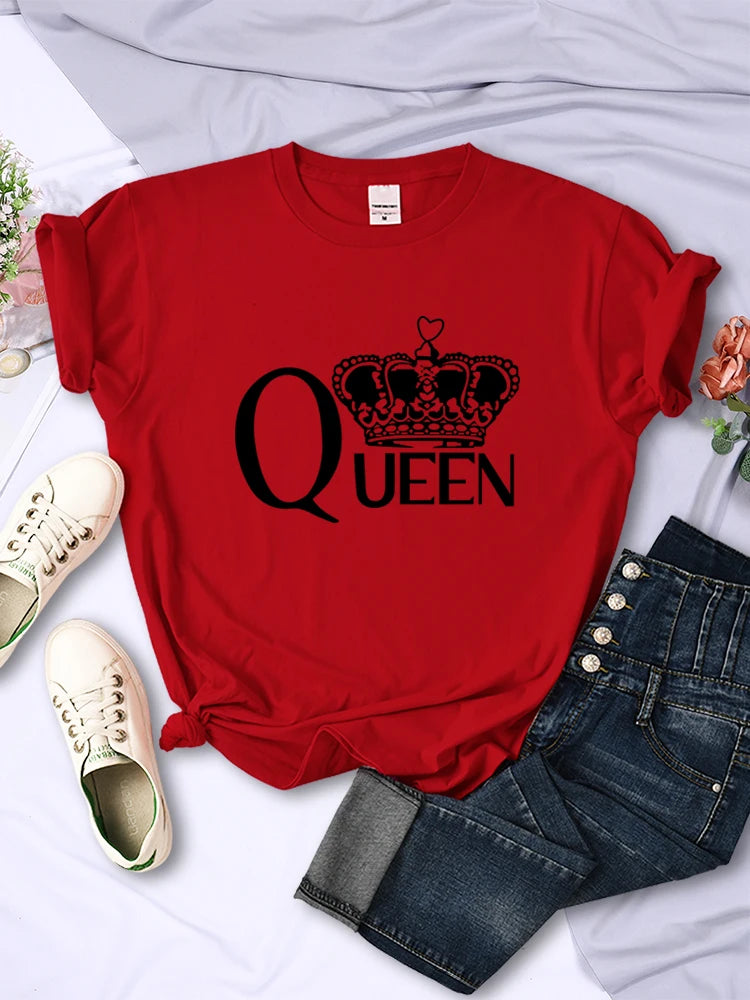 "Introducing our Queen's Big Crown Printed T-Shirt for Women"