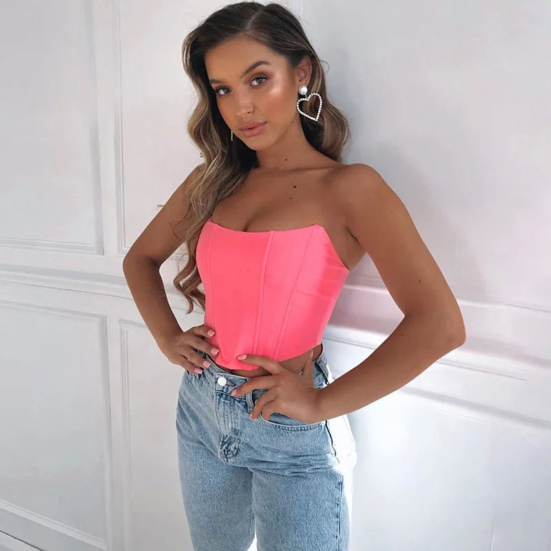 "Turn heads with our Sleeveless Off-Shoulder Velvet Corset Crop Top"