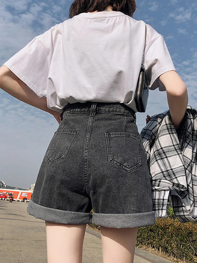 "Introducing our New Summer High Waist Wide Leg Jeans Shorts for Women"