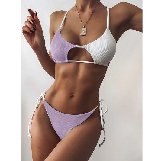 "Turn heads on the beach with our Women's Sexy Push Up High Cut Bikini Set"