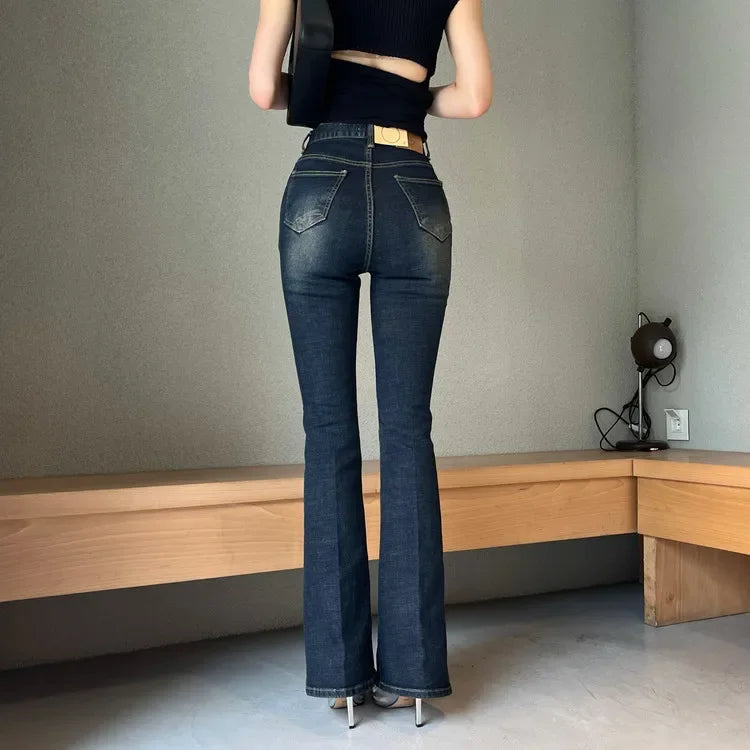 "Women's High-Waisted Bell-bottom Jeans"