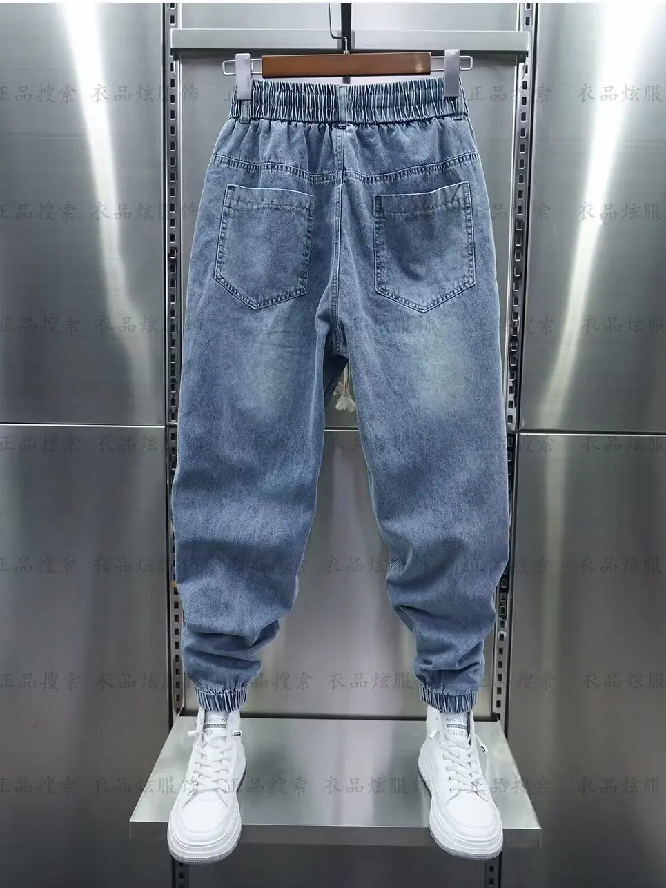 "Step up your style game with our Men's Fashion Casual Jogger Harem Denim Pants"