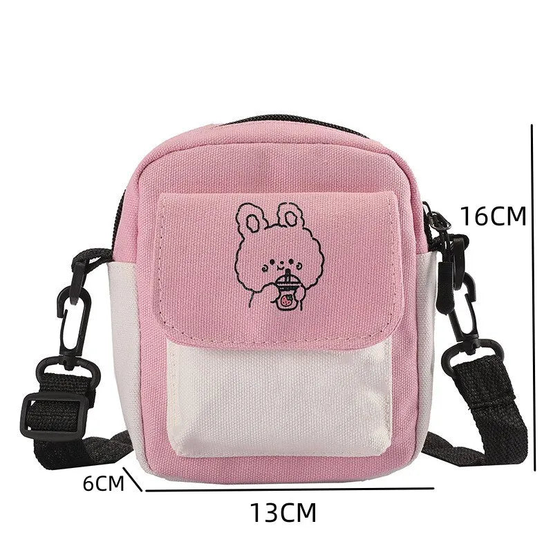 Cute Rabbit Canvas Crossbody Bag - Korean Fashion One-Shoulder Women's Handbag