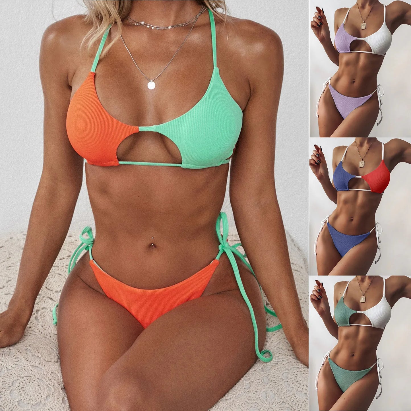 "Turn heads on the beach with our Women's Sexy Push Up High Cut Bikini Set"