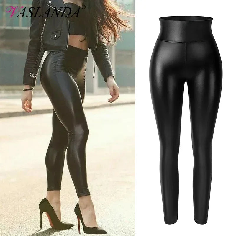 "Introducing the Vaslanda PU Leather Pencil Pants for Women"