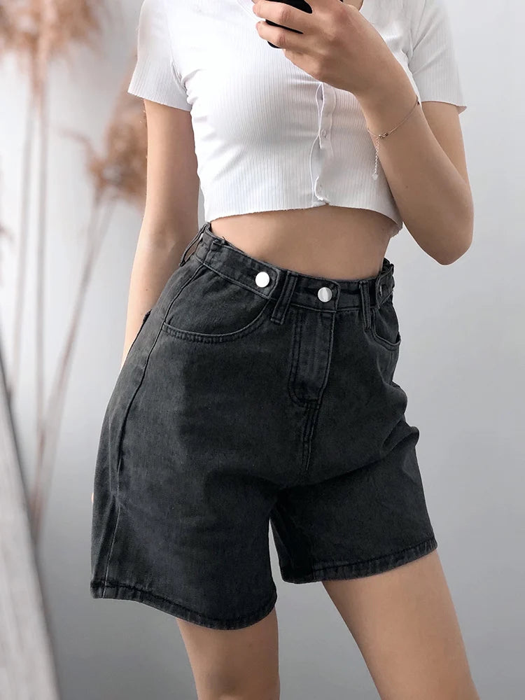 "Introducing our New Summer High Waist Wide Leg Jeans Shorts for Women"