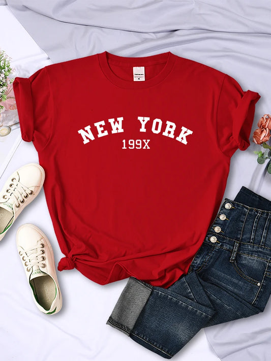 "Introducing our New York 199X Personality Letter T-Shirt for Women"