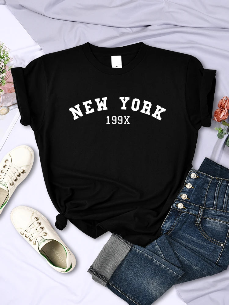 "Introducing our New York 199X Personality Letter T-Shirt for Women"