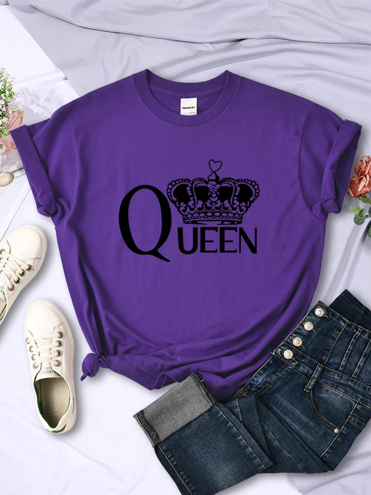 "Introducing our Queen's Big Crown Printed T-Shirt for Women"