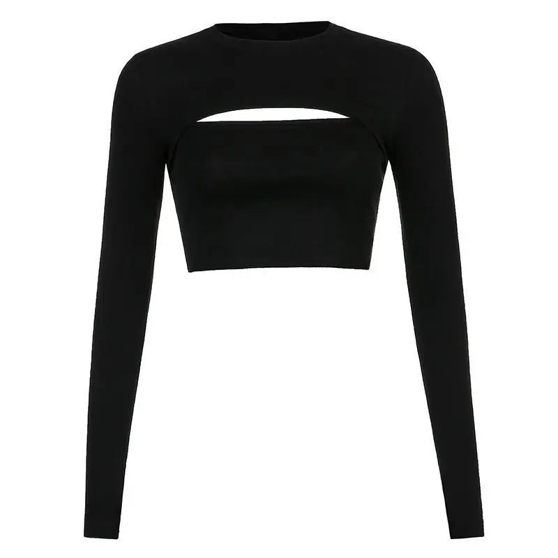 "Upgrade your wardrobe with our Women's O-Neck Slim Fit Long Sleeve Crop Top"