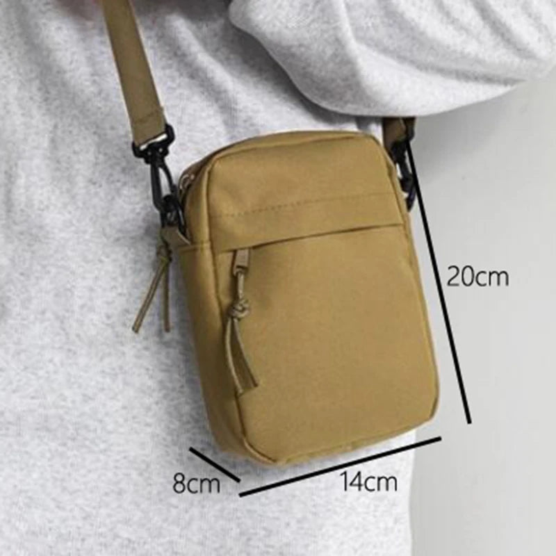 Men's Casual Canvas Messenger Sling Bag - Compact Crossbody Shoulder Pouch with Zipper