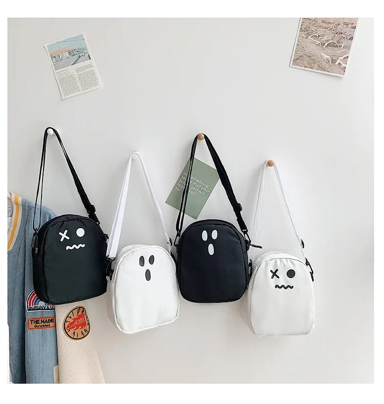 "Cute Ghost Canvas Shoulder Bag for Women"