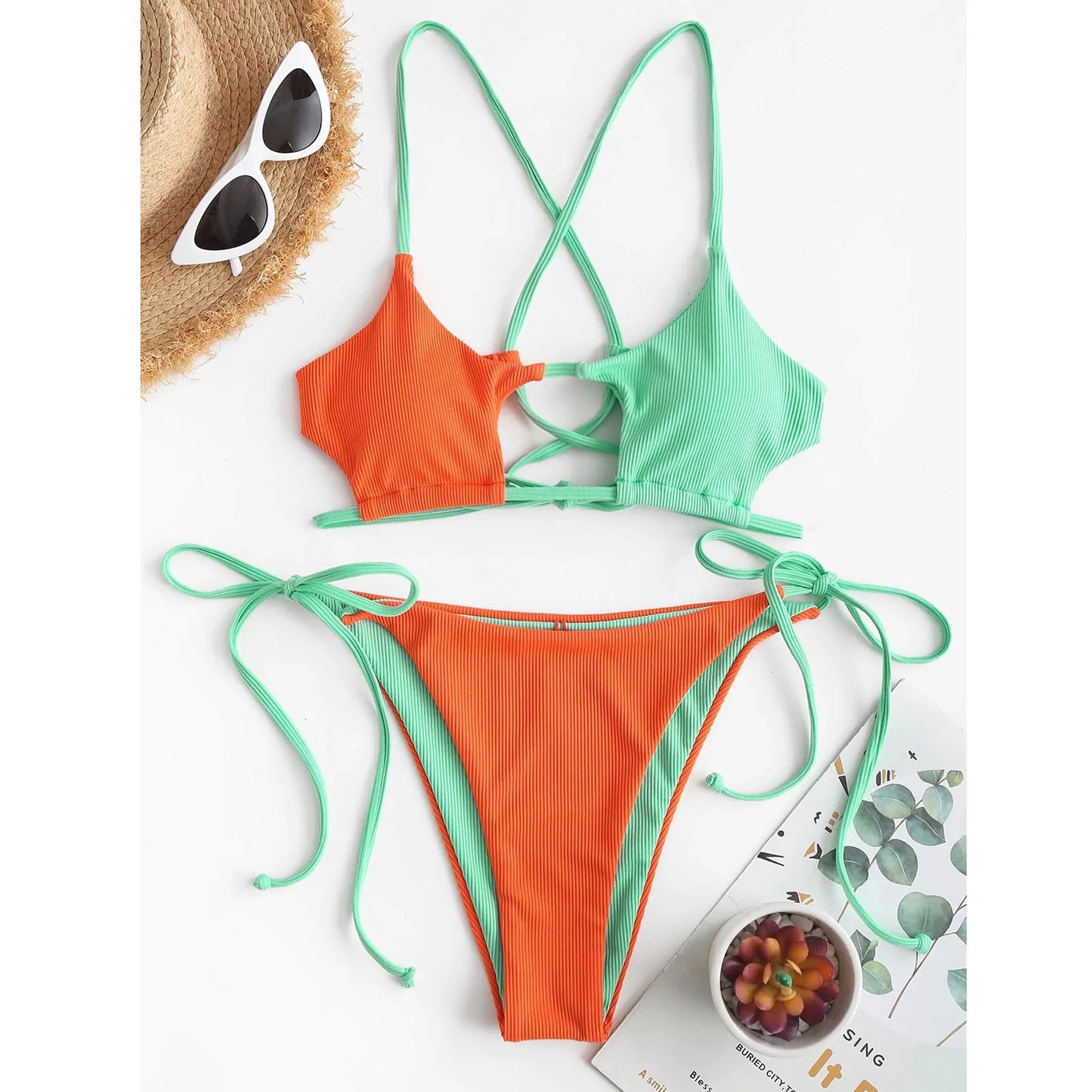 "Turn heads on the beach with our Women's Sexy Push Up High Cut Bikini Set"