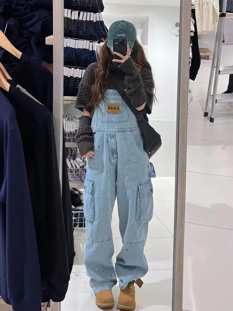 "Casual Women's Suspender Denim Overall Trousers"