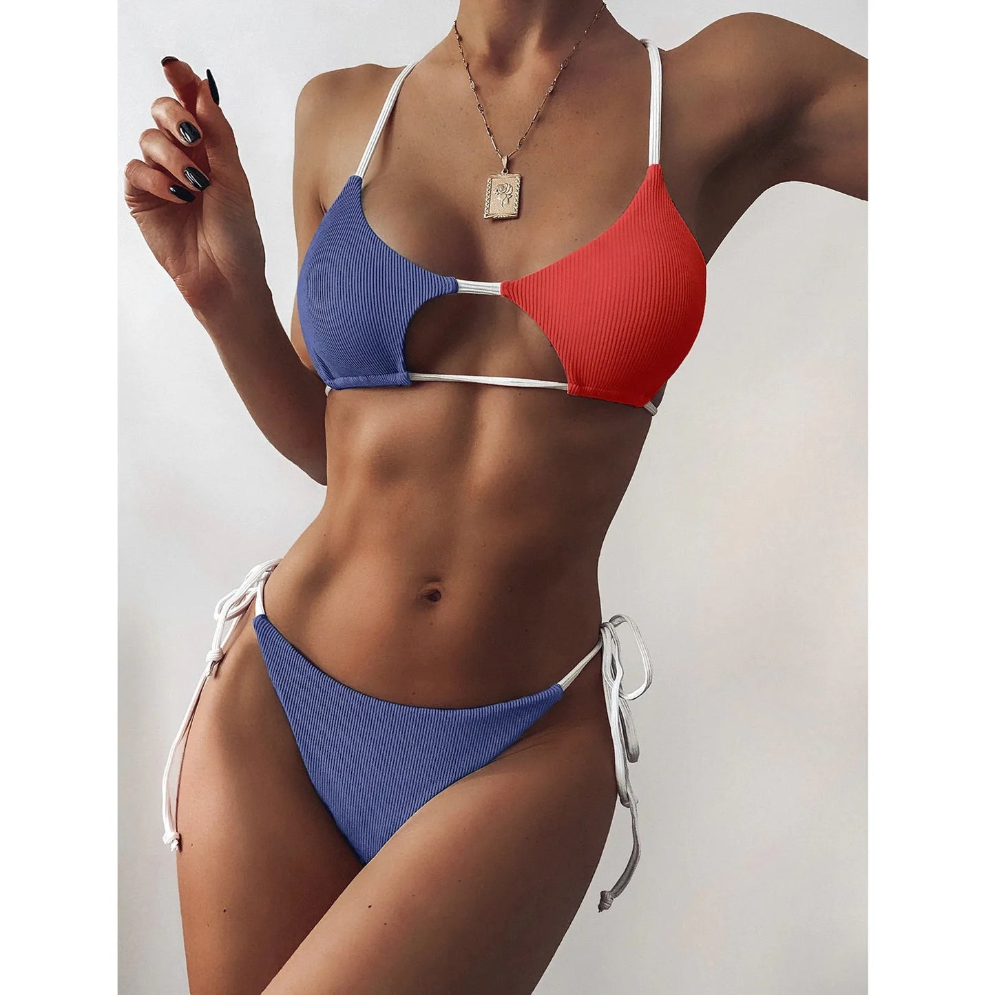 "Turn heads on the beach with our Women's Sexy Push Up High Cut Bikini Set"