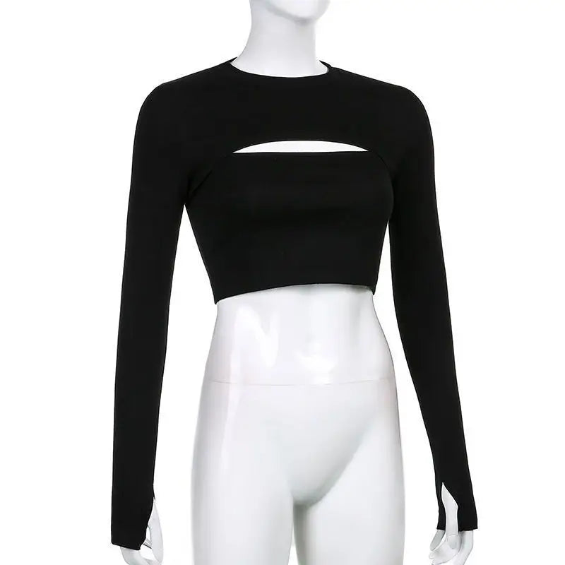 "Upgrade your wardrobe with our Women's O-Neck Slim Fit Long Sleeve Crop Top"