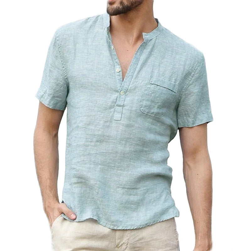 "Introducing our Summer Fashion Cotton Linen Casual T-Shirt for Men"