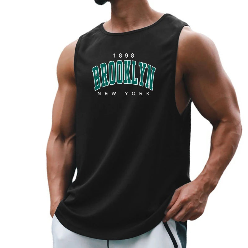 "Elevate your athletic wardrobe with our 1898 Brooklyn New York Printed Sports Tank Top"