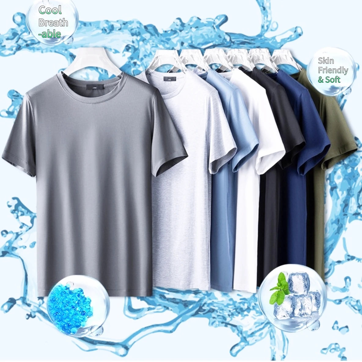 "Stay cool and comfortable this summer with our Men's Ice Silk T-Shirt"