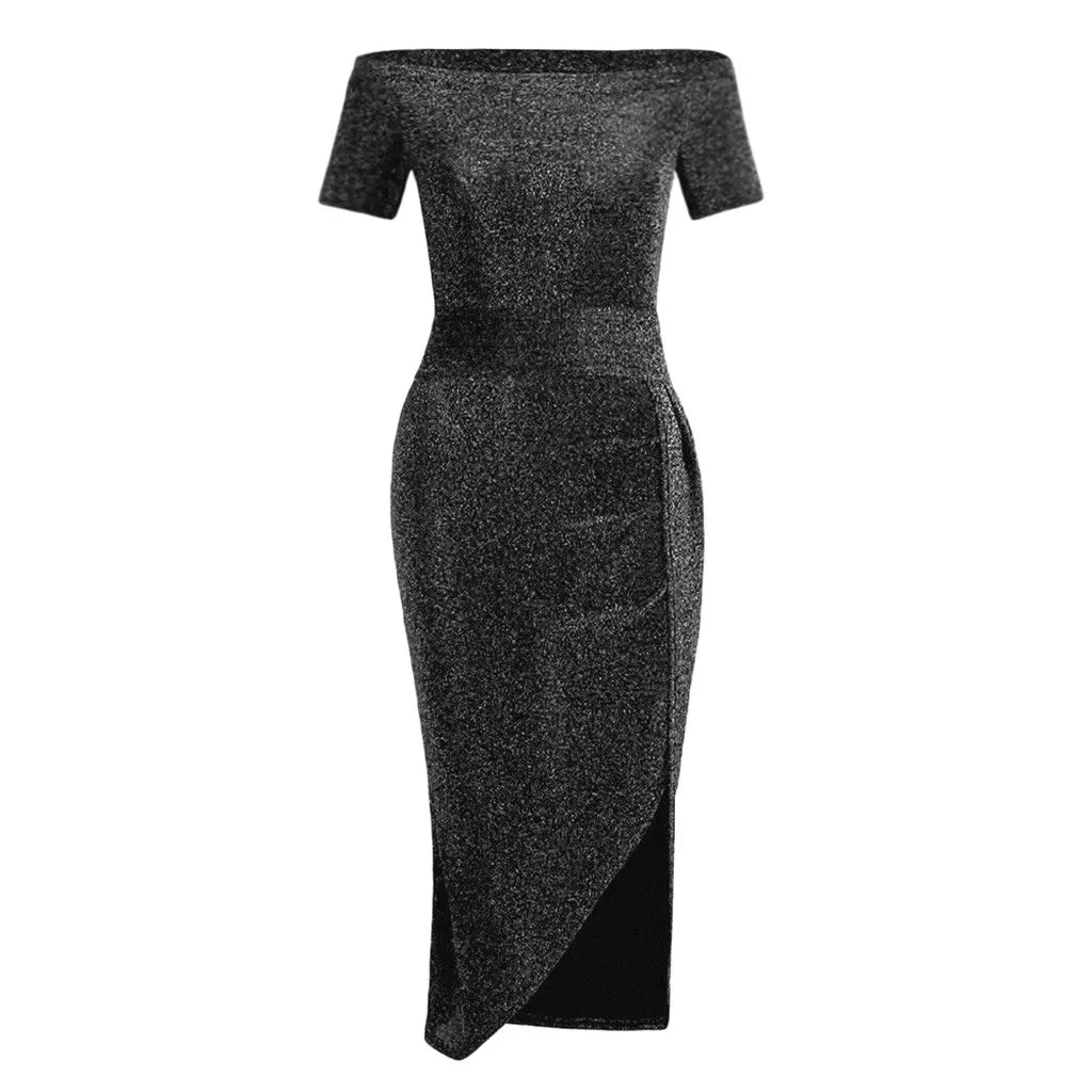 "Sophisticated Elegance: Asymmetrical Split Pencil Dress"