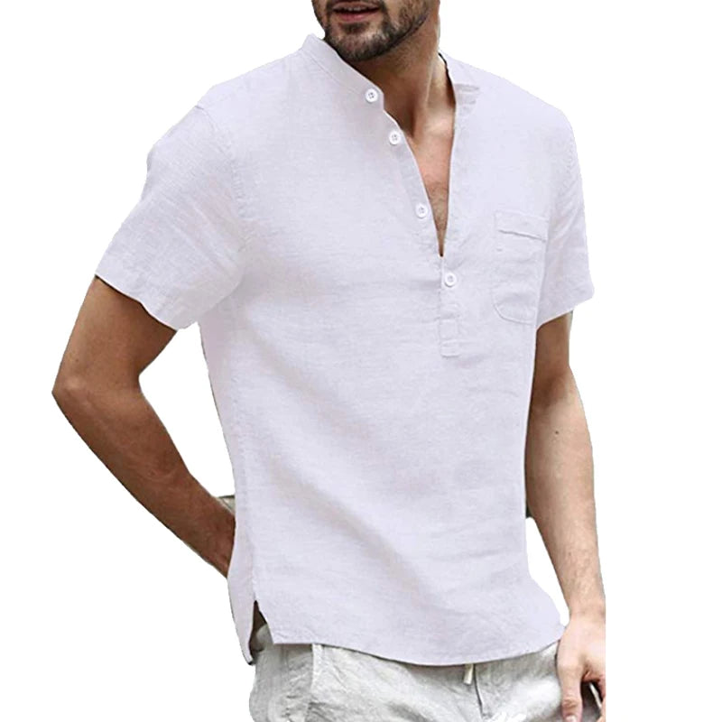 "Introducing our Summer Fashion Cotton Linen Casual T-Shirt for Men"