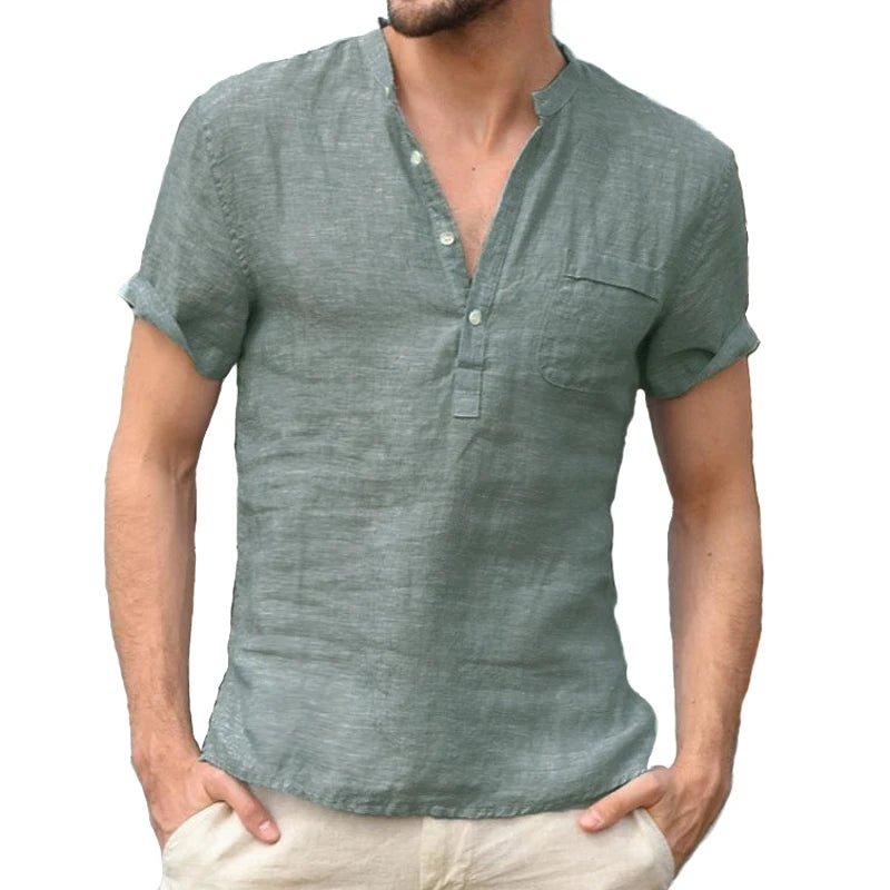 "Introducing our Summer Fashion Cotton Linen Casual T-Shirt for Men"