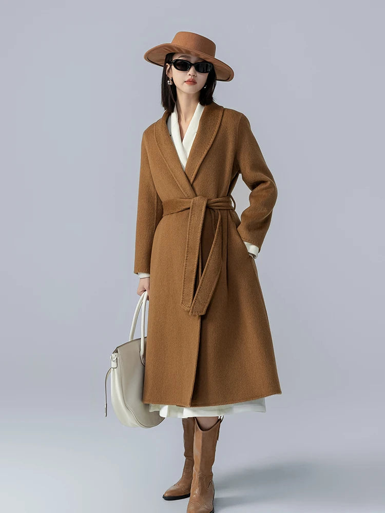 "Green Fruit Collar Wool Coat for Women"