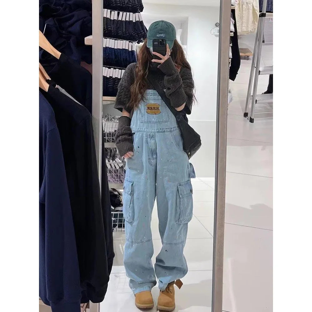 "Casual Women's Suspender Denim Overall Trousers"