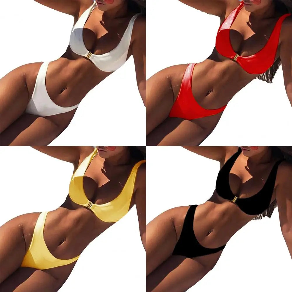 "Make a splash this summer with our Women's Lace-Up Two-Piece Bikini Swimsuit"