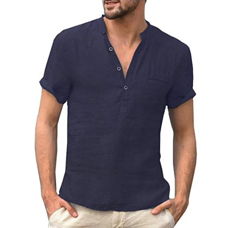 "Introducing our Summer Fashion Cotton Linen Casual T-Shirt for Men"