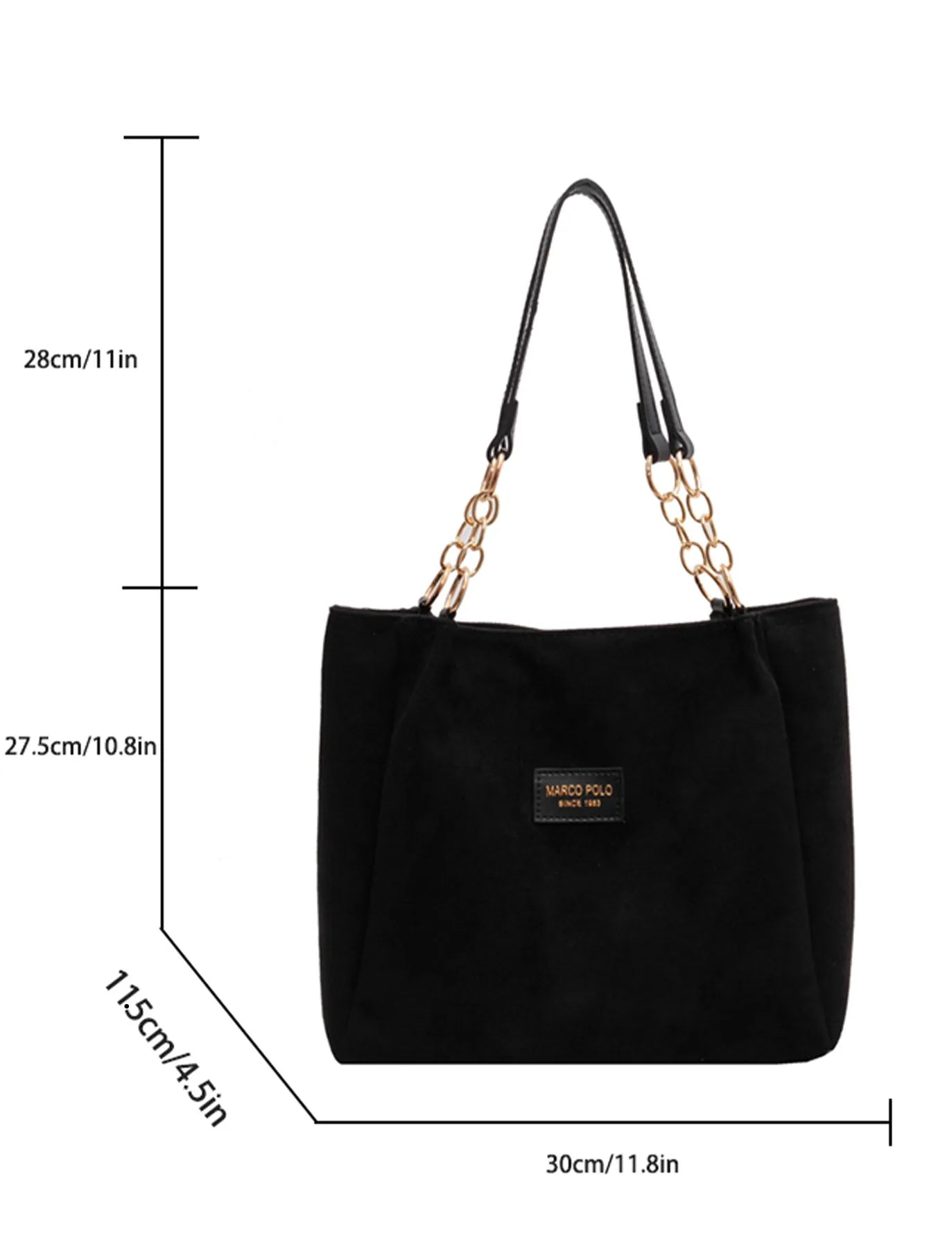 "Letterstick Trimmed Suede Shoulder Tote: Stylish High-Volume Handbag for Ladies"