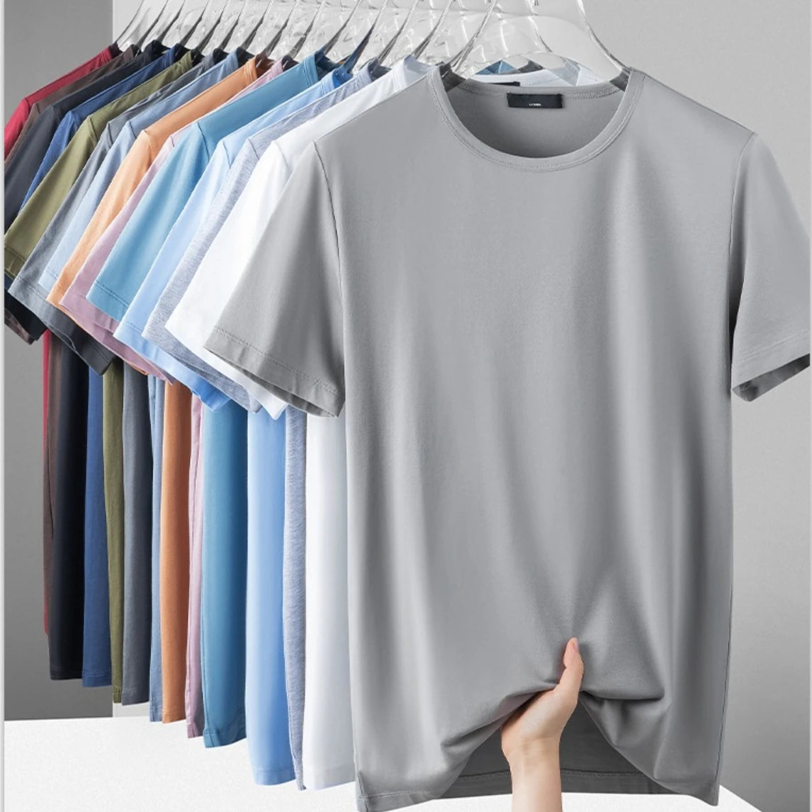 "Stay cool and comfortable this summer with our Men's Ice Silk T-Shirt"