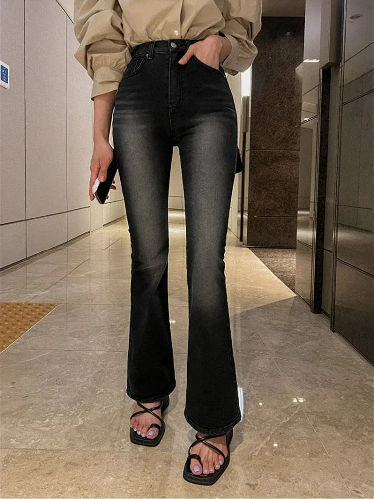 "Women's High-Waisted Bell-bottom Jeans"