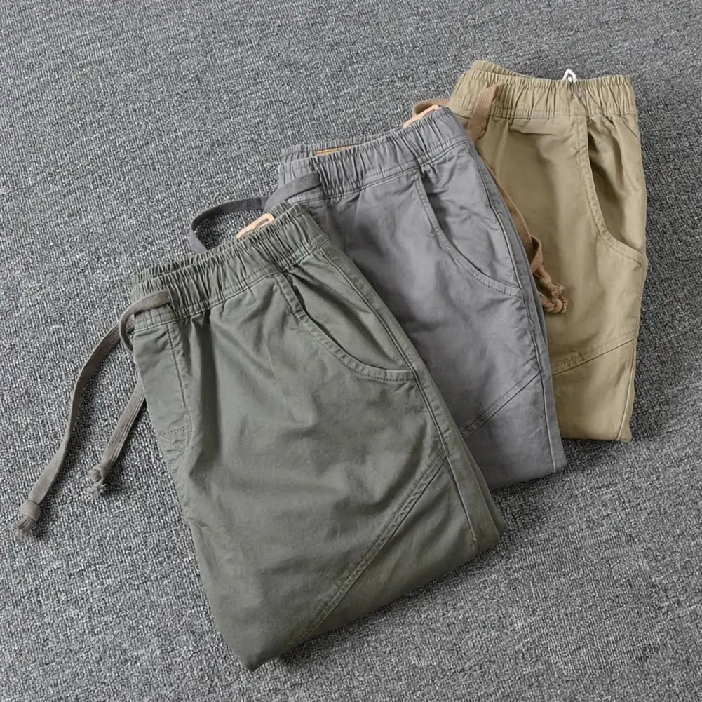 "Sporty Slim Fit Cargo Joggers: Stylish Men's Pure Color Pants"