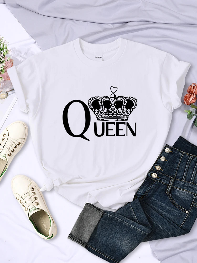 "Introducing our Queen's Big Crown Printed T-Shirt for Women"